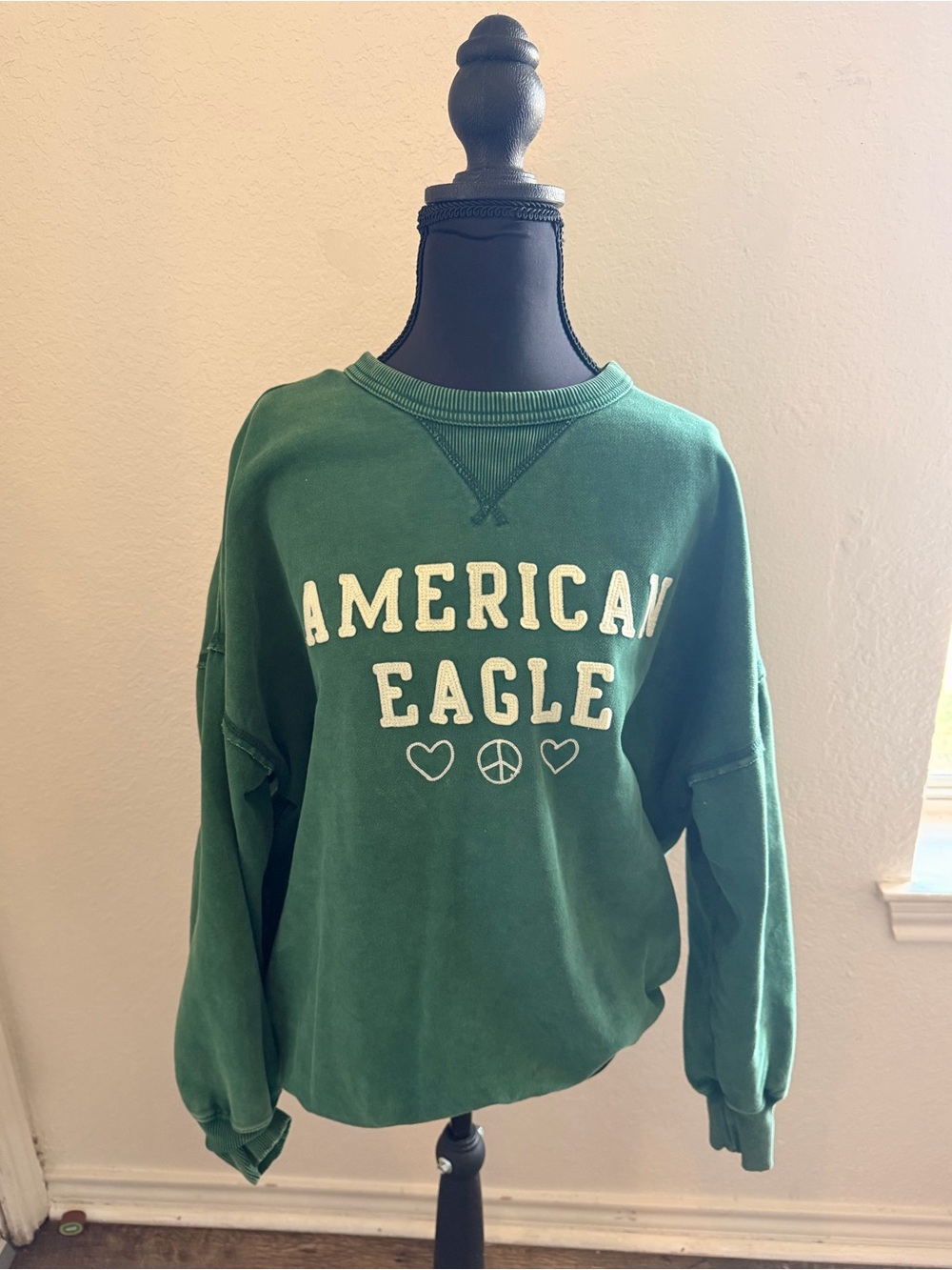 American Eagle Outfitters Forest Green Logo Crewneck Sweatshirt
